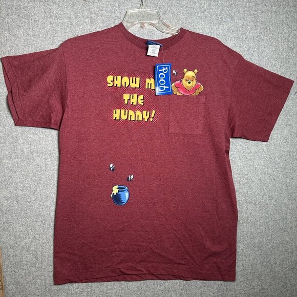 NOS Vintage Show Me The Hunny T-Shirt Tee Short Sleeve Red Large Winnie the Pooh - Picture 1 of 12